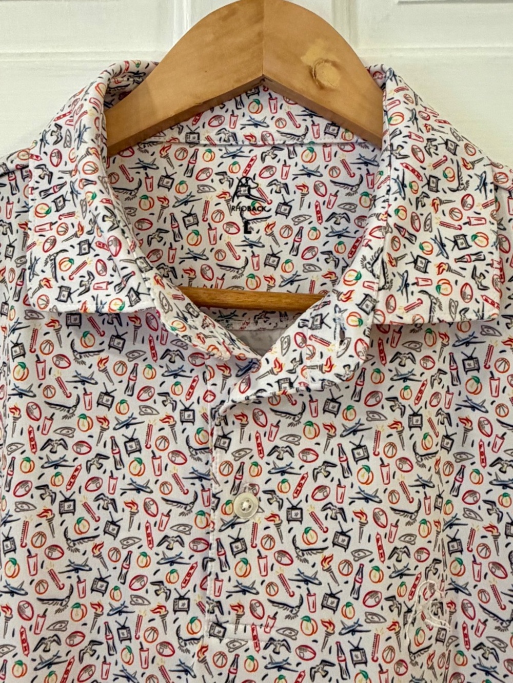 Rhoback Men’s Short Sleeve Performance Polo “The ATL” Size Large